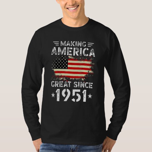 Making America Great Since 1951 USA Flag Retro Bir Tシャツ (正面)