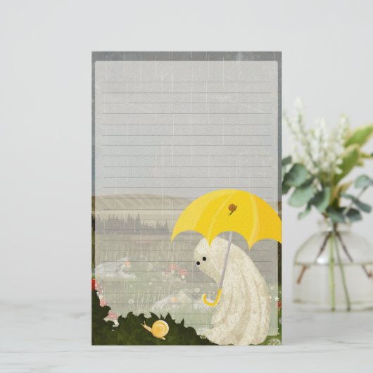 Making Friends - Cute Ghost Lined Writing Paper 便箋 (スタンド正面)