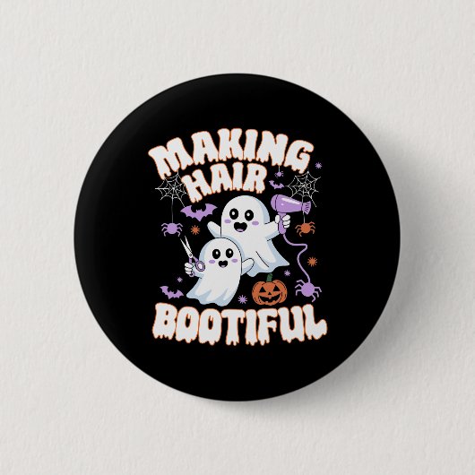 Making Hair Bootifulハロウィン不気味幽霊 缶バッジ (正面)