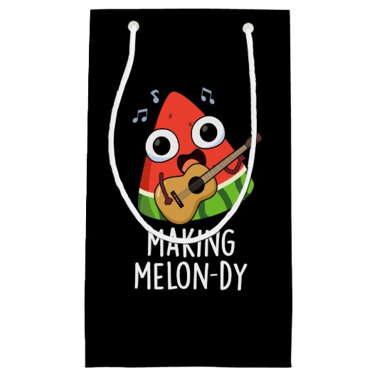 Making Melon-dy Funny Melon Pun Dark BG スモールペーパーバッグ (正面)