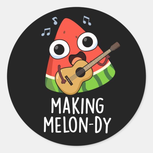 Making Melon-dy Funny Melon Pun Dark BG ラウンドシール (正面)