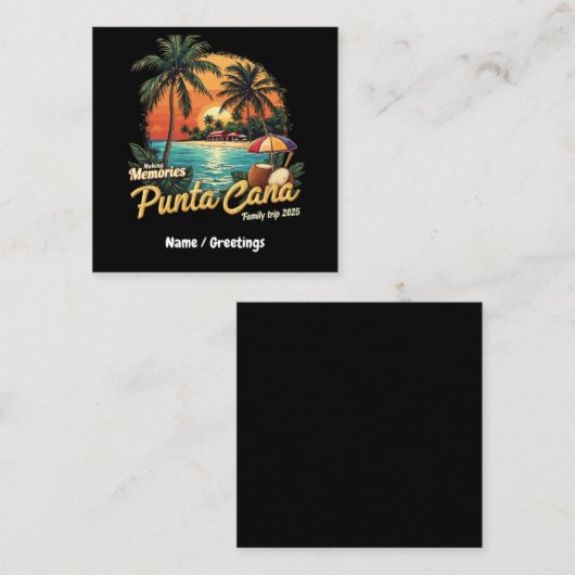 Making Memories Punta Cana Family Trip 2025 スクエア名刺 (正面/裏面)