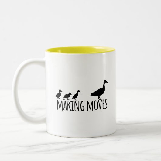 Making Moves Mama Duck and Ducklings Motivational ツートーンマグカップ (左)