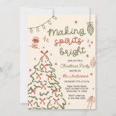 Making Spirit Bright Hand Drawn Christmas Party 招待状 (正面)