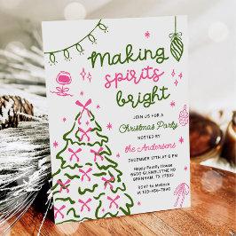 Making Spirit Bright Hand Drawn Christmas Party 招待状