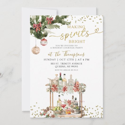 Making Spirits明るいクリスマス・ホリデー・パーティー 招待状 (正面)