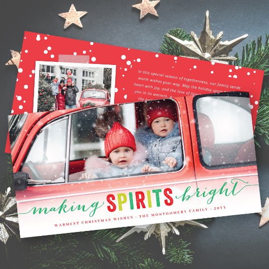 Making Spirits Bright カラフル Christmas 3写真 シーズンカード