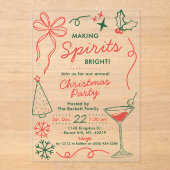 Making Spirits Bright | ホリデー・カクテルパーティー アクリル招待状 (正面)