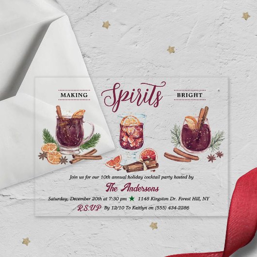 Making Spirits Bright | ホリデー・カクテルパーティー アクリル招待状