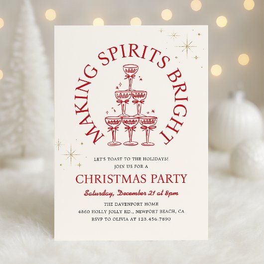 Making Spirits Bright Champagne Christmas Party 招待状