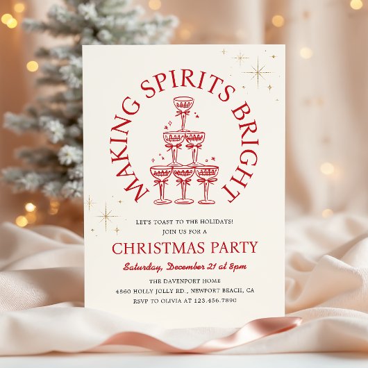 Making Spirits Bright Champagne Christmas Party 招待状