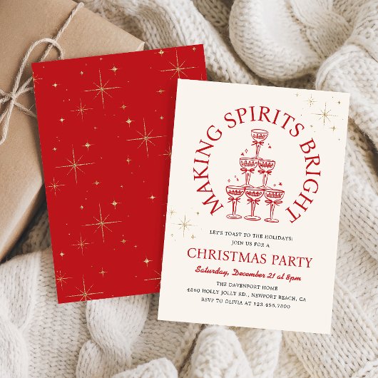Making Spirits Bright Champagne Christmas Party 招待状