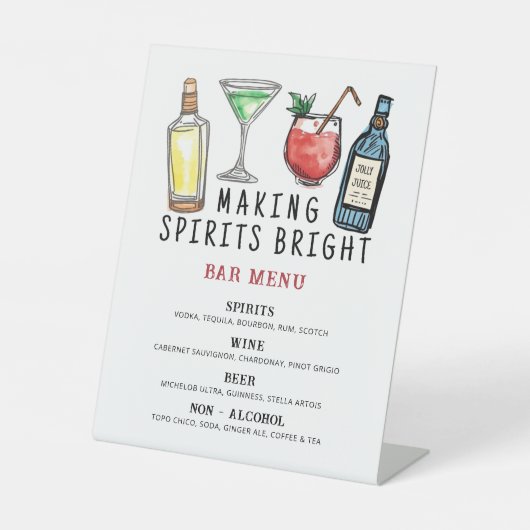 Making Spirits Bright Christmas Bar Menu Sign 台座サイン (正面)