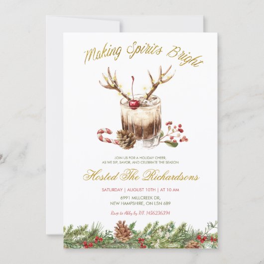 Making Spirits Bright Christmas Cocktail Party 招待状 (正面)