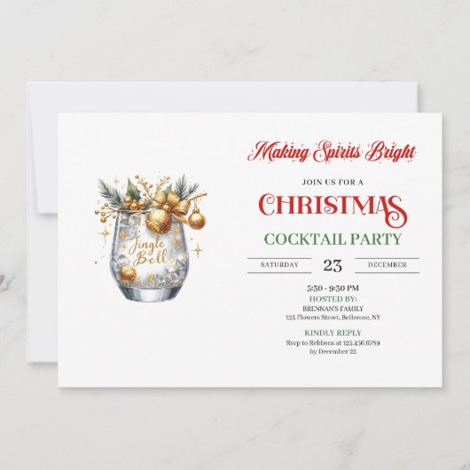 Making Spirits Bright Christmas cocktails party 招待状 (正面)