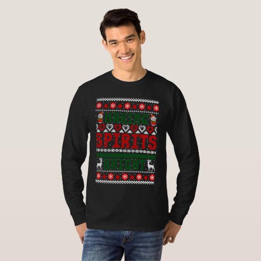 Making Spirits Bright Christmas Ugly Sweater Tシャツ (正面フル)