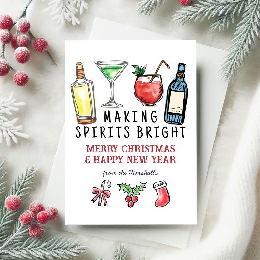 Making Spirits Bright Cocktails Christmas New Year シーズンカード