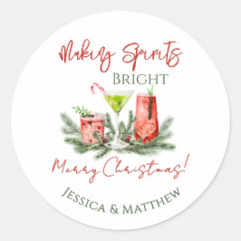 Making Spirits Bright Custom Couples Holiday ラウンドシール