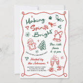Making Spirits Bright Hand Drawn Christmas Party 招待状 (正面)