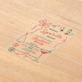Making Spirits Bright | Holiday Cocktail Party アクリル招待状 (レイダウン)
