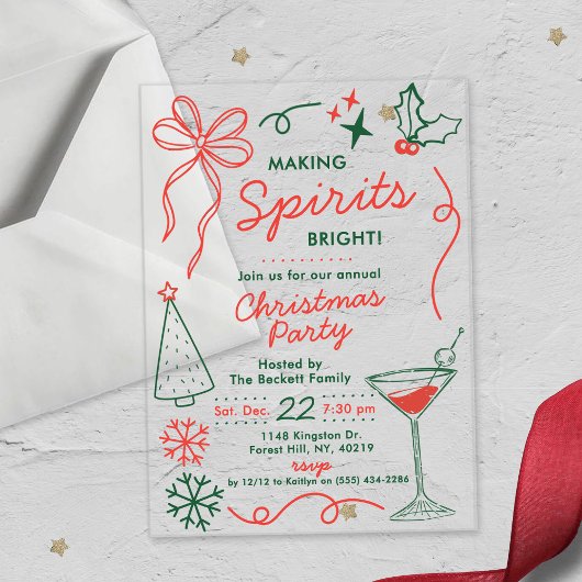 Making Spirits Bright | Holiday Cocktail Party アクリル招待状