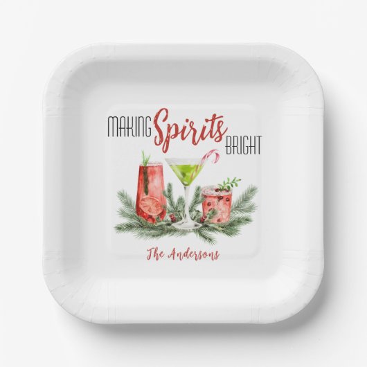 Making Spirits Bright Holiday Cocktail Party ペーパープレート (正面)