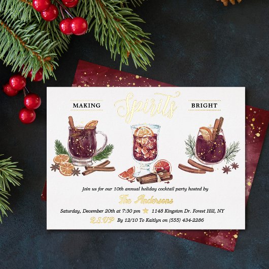 Making Spirits Bright | Holiday Cocktail Party 箔招待状