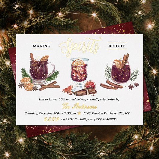 Making Spirits Bright | Holiday Cocktail Party 箔招待状