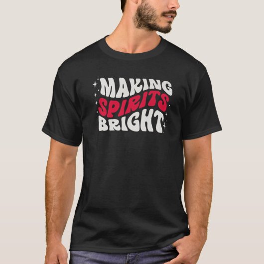 Making Spirits Bright Merry Christmas Happy Xmas H Tシャツ (正面)