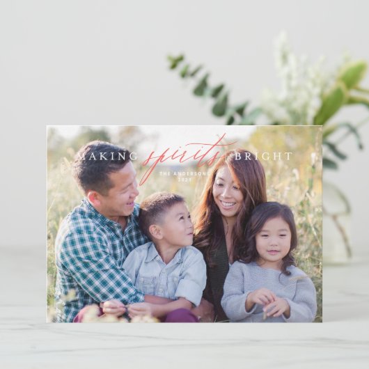 Making Spirits Bright Photo Christmas Card 招待状 (スタンド正面)