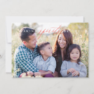Making Spirits Bright Photo Christmas Card 招待状