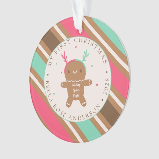 Making Spirits Bright Reindeer Gingerbread写真 オーナメント (正面)