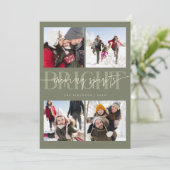 Making Spirits Bright Sage Christmas Multi Photo シーズンカード (スタンド正面)