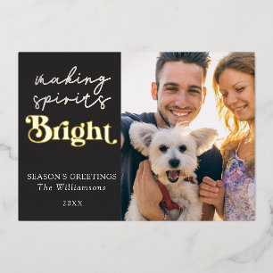 Making Spirits Bright Season's Greetings Photo 箔シーズンカード