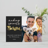 Making Spirits Bright Season's Greetings Photo 箔シーズンカード (立ち正面)