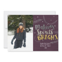 Making Spirits Bright Silver 葉 Holiday Photo