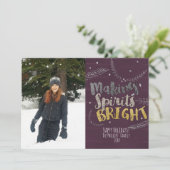 Making Spirits Bright Silver 葉 Holiday Photo シーズンカード (スタンド正面)