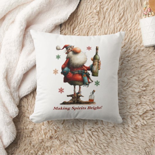 Making Spirits Bright Throw Pillow クッション (ブランケット)