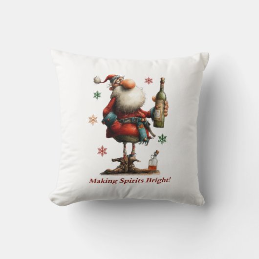 Making Spirits Bright Throw Pillow クッション (正面)