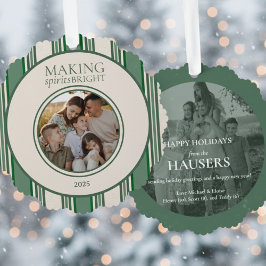 Making Spirits Bright Two Photo Stripe オーナメントカード