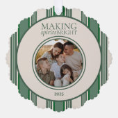 Making Spirits Bright Two Photo Stripe オーナメントカード (正面)