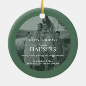 Making Spirits Bright Two Photo Stripe Holiday セラミックオーナメント (裏面)