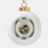 Making Spirits Bright Two Photo Stripe Holiday セラミックボールオーナメント (正面)