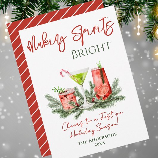 Making Spirits Bright Watercolor Cocktails シーズンカード