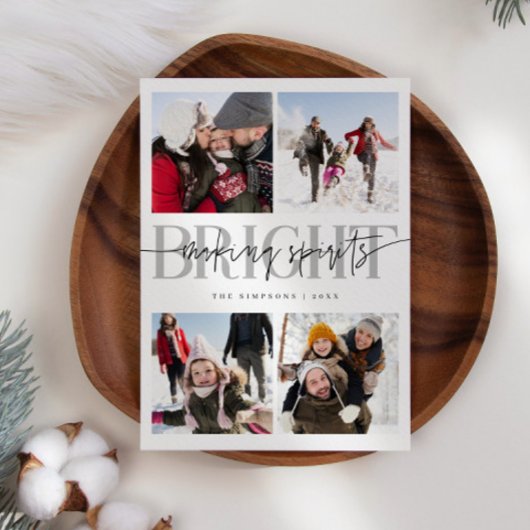 Making Spirits Bright White Christmas Multi Photo シーズンカード