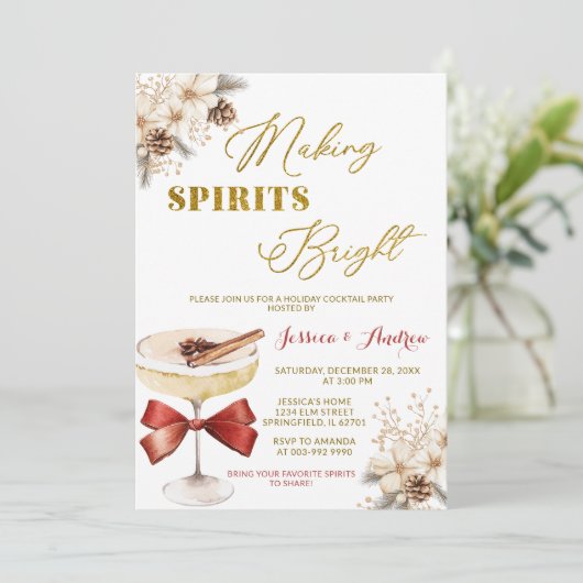 Making Spirits Bright Winter Floral Cocktail Party 招待状 (スタンド正面)
