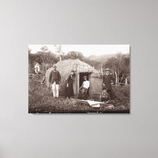 Making Tappa, a先住民布, c.1875 (セピア写真) キャンバスプリント (正面)