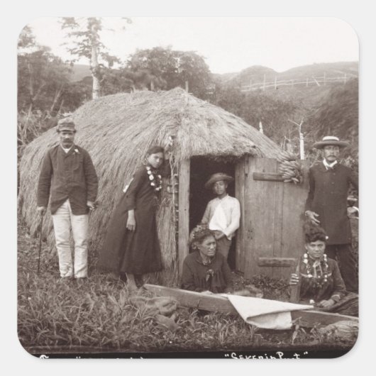 Making Tappa, a先住民布, c.1875 (セピア写真) スクエアシール (正面)