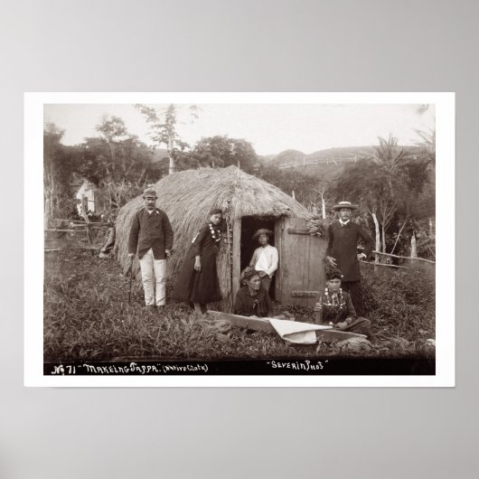 Making Tappa, a先住民布, c.1875 (セピア写真) ポスター (正面)