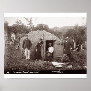 Making Tappa, a先住民布, c.1875 (セピア写真) ポスター
